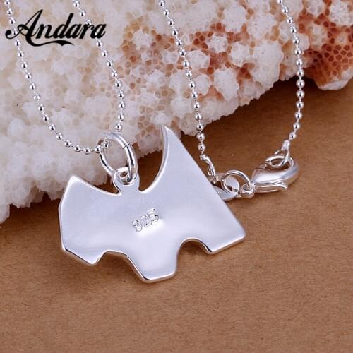 New 925 Silver Necklace Puppy Pendant 18 Inch Chain A Gift For Girls Party Jewelry