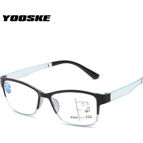 YOOSKE Men Women Anti-blue light Reading Glasses Near Far dual-use zoom Goggles Unisex Progressive Multifocal Hyperopia Glasses