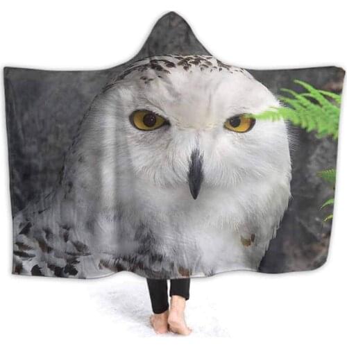 Hooded Blanket Throw Wizard Soft Wearable Hoodie Blanket Magician Pet White Owl Hooded Blanket for Men Women Teenagers Kids