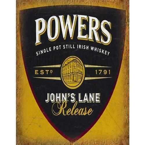 Powers Lane Irish Whiskey METAL TIN SIGN POSTER WALL PLAQUE