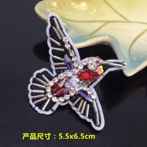 Bird 5pcs/lot beaded patches applique patches for clothing fabric patch sewing parches bordados embroidered patches