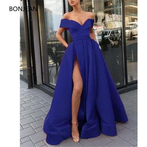 Off Shoulder Long Women Form Charming Ball Gown V Neck Satin Evening Prom Luxurious Bodice Dress Layers 2019