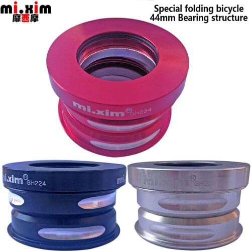 Mi.Xim GH224 Black Red Folding Bike 44MM Built-in Bearing bike Headset for Fengxing 14 Inch Dahong BYA412/P18 Bicycle use