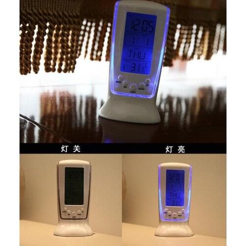 Digital Backlight LED Table Alarm Clocks LED Luminous Lazy Alarm Clock Snooze Temperature Control Desktop Calendar Display