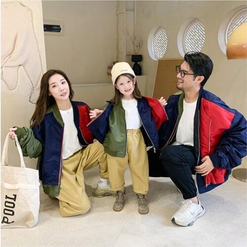 Boys Girls Long Sleeve Color Block Sweatshirt Mommy and Me Clothes Children Clothes 2021 new Fall Parent-child Jacket