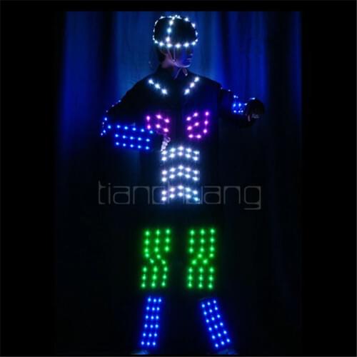 TC-166 Full color LED light robot costumes party disco wear ballroom dance programmable LED projector men catwalk cloth dj dance