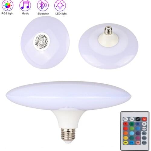 E27 Smart LED Lamp RGB+White Bluetooth Music Speaker LED 85-260V 24W Dimmable Music Wireless Bulb With 24 Keys Remote Control