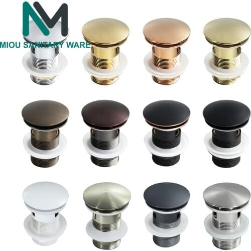 Bathroom Basin Sink Pop Up Drain Brushed Gold Solid Brass Material Faucet Accessories White,Silver,Zirconium gold,Matte Black