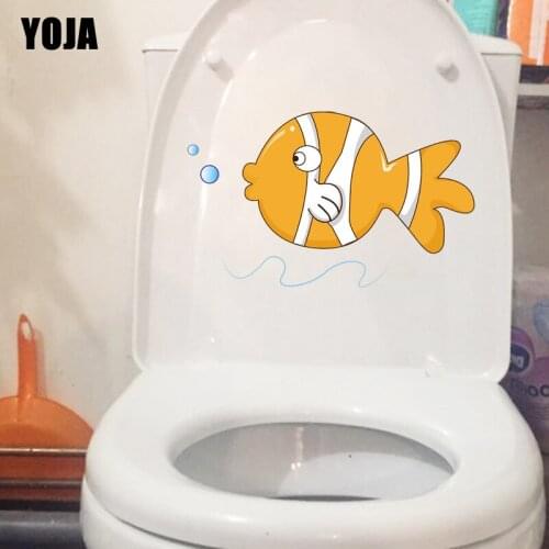 YOJA 24.4*14.9CM Cartoon Animal Fish Toilet Children Room Home Decor Wall Sticker Decal T3-0768