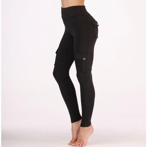 Women Pocket Elastic Tight Exaggerates Hips High Waist Quick-Drying Running Sports Pants Yoga Pants