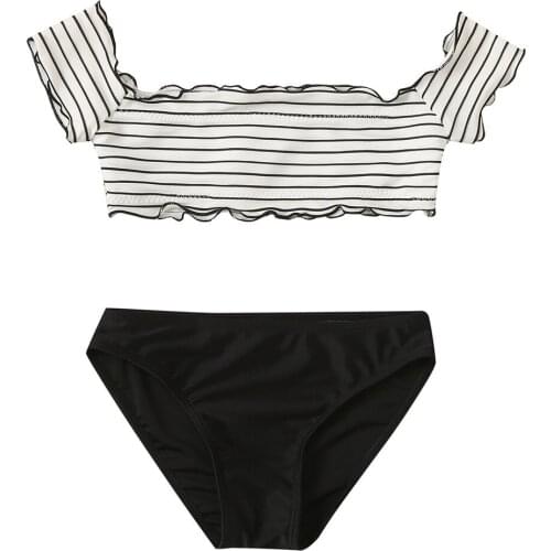 Womens Swimwear 2021 Toddler Baby Girls Swimwear Striped Swimsuit Bathing Beach Romper Bikini Купальники Женские #l12