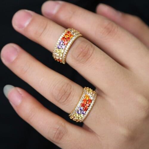 2019top quality gold filled luxury multi color cz engagement ring rainbow cubic zirconia dainty rings for women gorgeous Jewelry
