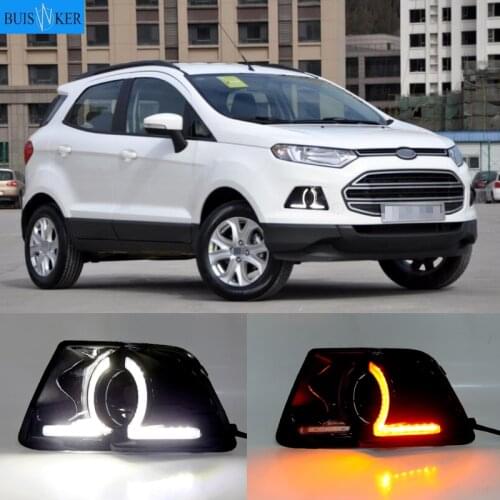 1 set LED DRL Daytime Running Lights Daylight yellow turn Fog Head white Lamp For Ford Ecosport 2013 2014 2015 2016