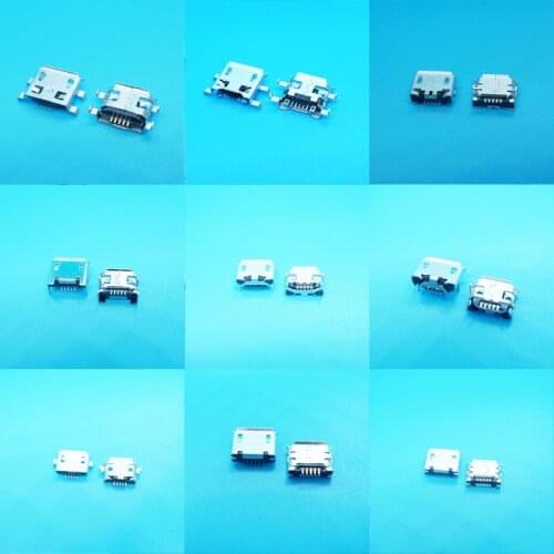 10Model Micro Usb Mother Female Port Connector Centro De Carga Para Telefono Mix SMD DIP Usb Jacks for Samsung Lenovo Huawei ZTE