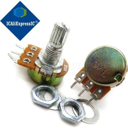 100pcs WH148 B1K B2K B5K B10K B20K B50K B100K B500K 3Pin 15mm Shaft Amplifier Dual Stereo Potentiometer 1K 2K 5K 10K 50K 100K