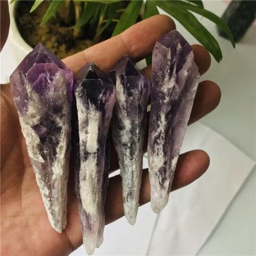 2pcs Natural Stones and Crystals Healing Crystals Natural Amethyst Quartz Cluster Crystal Wand Point Specimen Lucky Healing