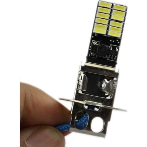 24-SMD-4014 H3 6500K HID Xenon White LED Bulbs for Fog Lights or Driving Lamps E7CA