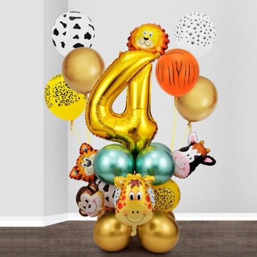 26pcs/Set Balloons Kit Jungle Safari Theme Kids Birthday Party Decoration Latex Balloons Aluminum Foil Balloon Baby Shower Decor