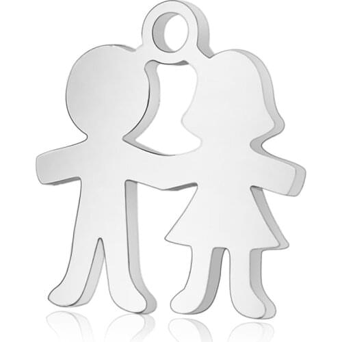 50pcs/lot Grace Moments 316L Stainless Steel Soulmate Couple Pendant DIY Charms for Making Bracelet & Necklace Jewelry