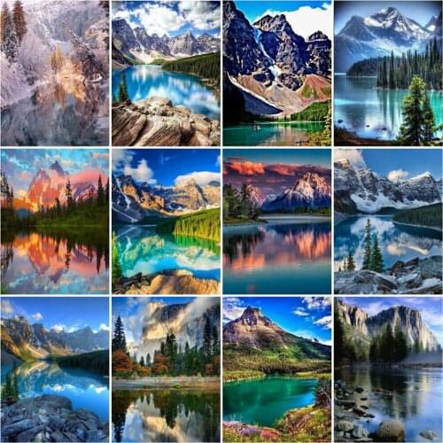 HUACAN 5D Diy Diamond Painting Mountain Mosaic Embroidery Nutural Landscape Cross Stitch Decoration For Home