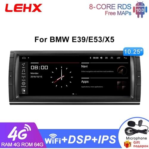 LEHX 10.25" Autoradio Rds 1 din Android 9.0 Car RADIO Multimedia player For BMW X5 E53 E39 car audio stere