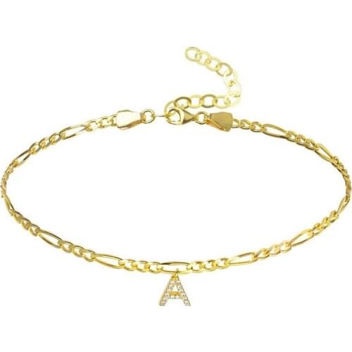 AurolaCo Figaro Chain Custom Name Bracelet Zircon Letters Stainless Steel Bracelet Bracelet Personality Jewelry Gift for Woman