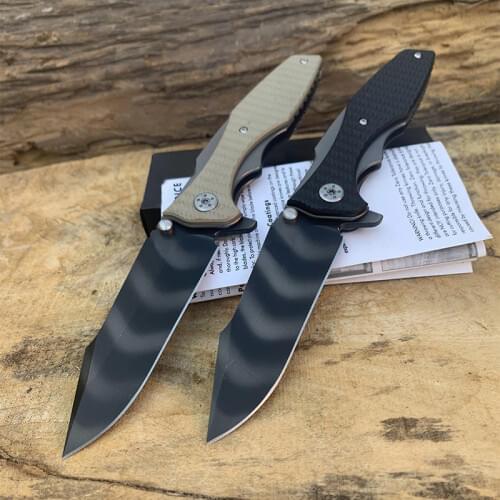 ZT 0393 Quick-release bearing folding knife 9CR14MOV steel sheet + G10 sheet Handle tactics Self-defense tool