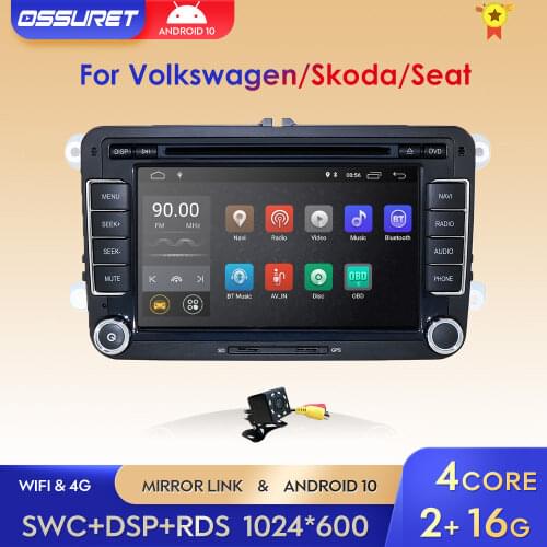 Quad Cord Android 10 7 Inch Car DVD GPS radio player for Volkswagen golf 5 touran passat B6 B7 Lavida polo tiguan Skoda