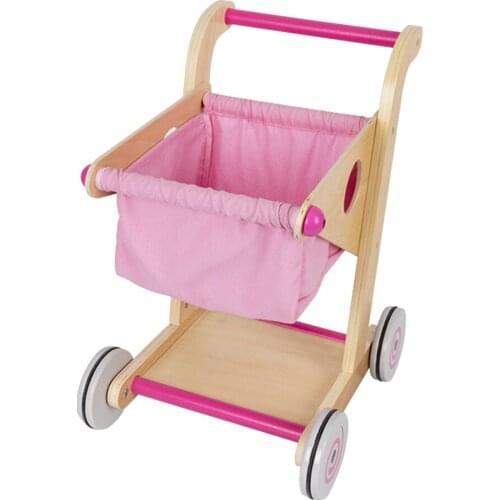 Wooden Children Kids Boys / Girls Shopping Trolley Trolley Pretend Play I