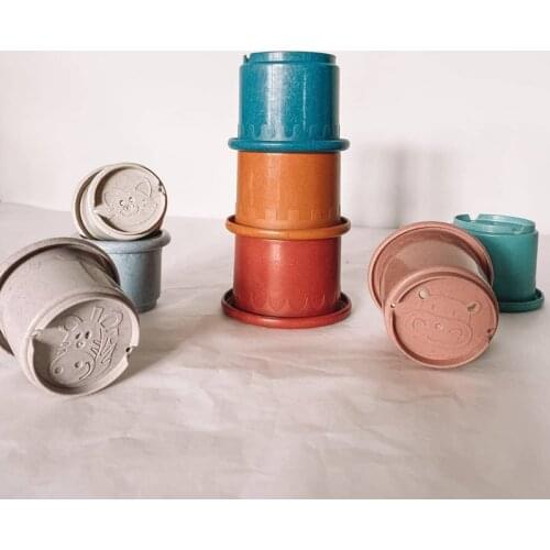 Funny Wheat Straw Hourglass Stacking Cups Baby Toys Stacking Tower Baby Stacking Toys Educational Early Learning Toys For Babies