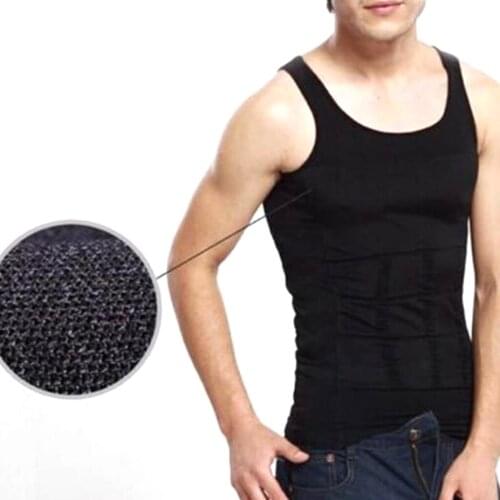 Mens Shapewear Underwear Body Slimming Tummy Belly Waist Girdle Shirt Vest Tops