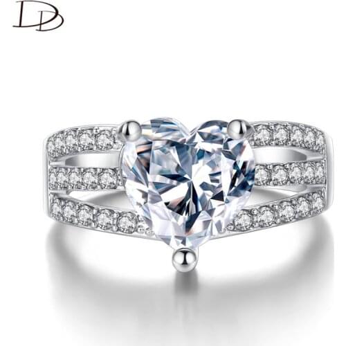DODO Luxurious Heart Shaped Three-Row AAA Zircon Rings Wedding Jewelry Accessories Bague For Women Bijoux Femme Anel Gifts R154