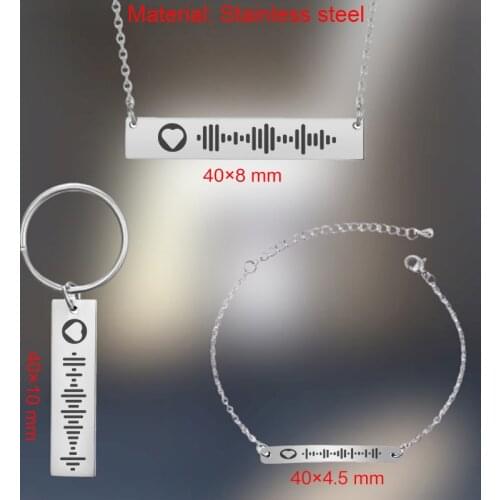 Custom Spotify Song Code Set Jewelry Personalized Favorite Song Keychain Necklace Bracelet For Music Teacher Lover Gift