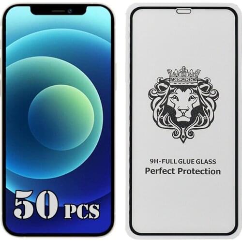 50pcs 9H Tempered Glass Full Glue Coverage Curved Screen Protector Film For iPhone 13 Pro Max 12 Mini 11 XS XR X 8 7 6 Plus SE