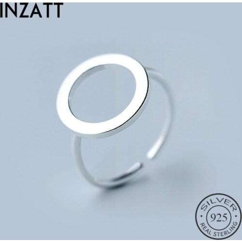 INZATT Real 925 Sterling Silver Geometric Round Ring For Charm Women Fashion Jewelry Birthday Party Minimalist Accessories Gift