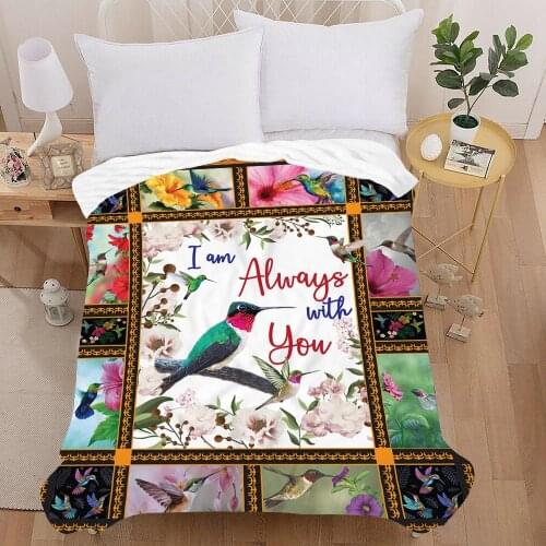 Colorful Parrot Brid Blanket 3D Print Sherpa Blanket on Bed Kids Girl Flower Home Textiles