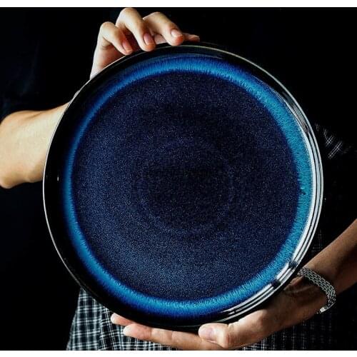 Japanese-style Creative and Beautiful Kiln-glazed Dark Blue Dinner Plate 8-inch 10-inch Plate Steak Platter