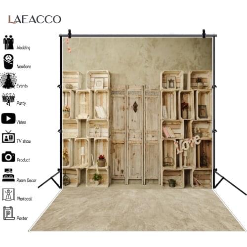 Laeacco Photography Backdrops Screen Wooden Shelf Box Frame Potted Flower Baby Portrait Photo Backgrounds Photocall Photo Studio