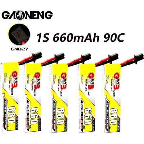 5PCS GNB Gaoneng 1S 660mAh 3.8V 90C/180C HV 4.35V Lipo Battery GNB27 Plug for Emax Tinyhawk Kingkong LDARC TINY7