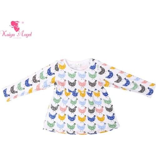 Kaiya Angel 2017 Fashion Children Clothing Kids Girl Clothes Girls Long Sleeve Thanksgiving Colorful Chick Top Shirts Fall 2017