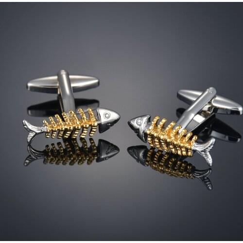 Fashion gold fishbone Cufflinks French long sleeve shirt with studs and Cufflinks