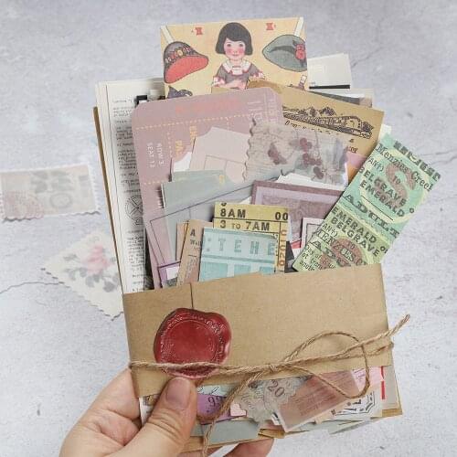 90 Sheets Vintage Junk Journal Kit Note Album Decoration Stationery Sticker Retro Memo Diary Planner Scrapbooking Material Paper