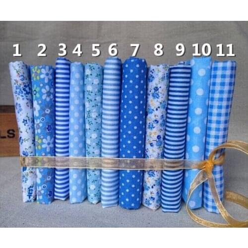 New 11Colors 50*50cm Blue Cotton Fabric Fat Quarter Bundle Tilda Diy Cloth Sewing Craft Home Textile Fabric Patchwork Quilting