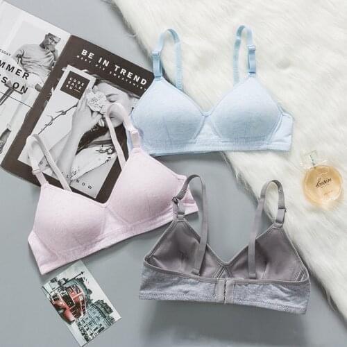 New Girl Thin Cotton Bra Without Steel Ring Students Gather Breathable Underwear During Development Period