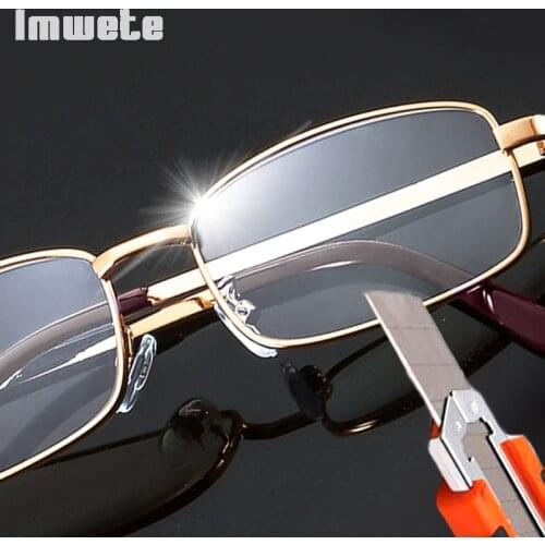 Imwete Real Glass Men Women Lens Reading Glasses Square Full Frame Hyperopia Eyeglasses Anti-Scratch Eyewear+1.5 2.0 2.5 3.0 3.5