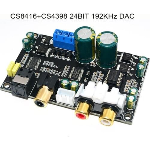 Optical coaxial audio decoder CS8416 CS4398 chip 24BIT192KHz SPDIF coaxial Optical fiber DAC decode board For amplifier