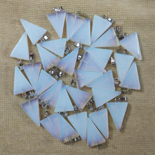 Wholesale 50pcs/lot 2016 fashion good high quality opal stone triangle shape charms pendants fit necklace making free