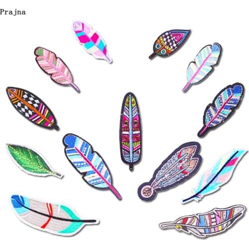 Prajna Indian Feather Embroidery Patch Iron On Patches For Clothes Girl T-Shirt Summer Stickers DIY Accessories Decoration F
