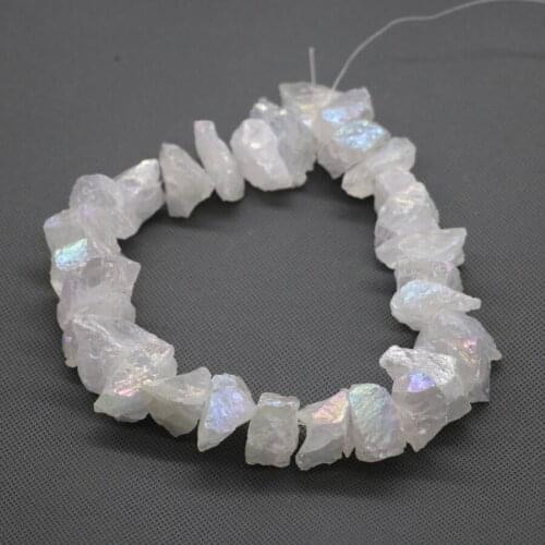 Approx 28pcs/strand Raw White AB Crystal Quartz Point Drilled Point Pendants ,Rock Quartz Crystal Graduated Jewelry Making Beads