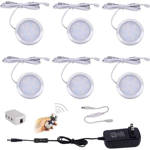 LED Under Cabinet Lighting 3/4/6/8/10 Pcs Dimmable Puck Lights with RF Remote Control for Kitchen Count Closet Wardrobe Light
